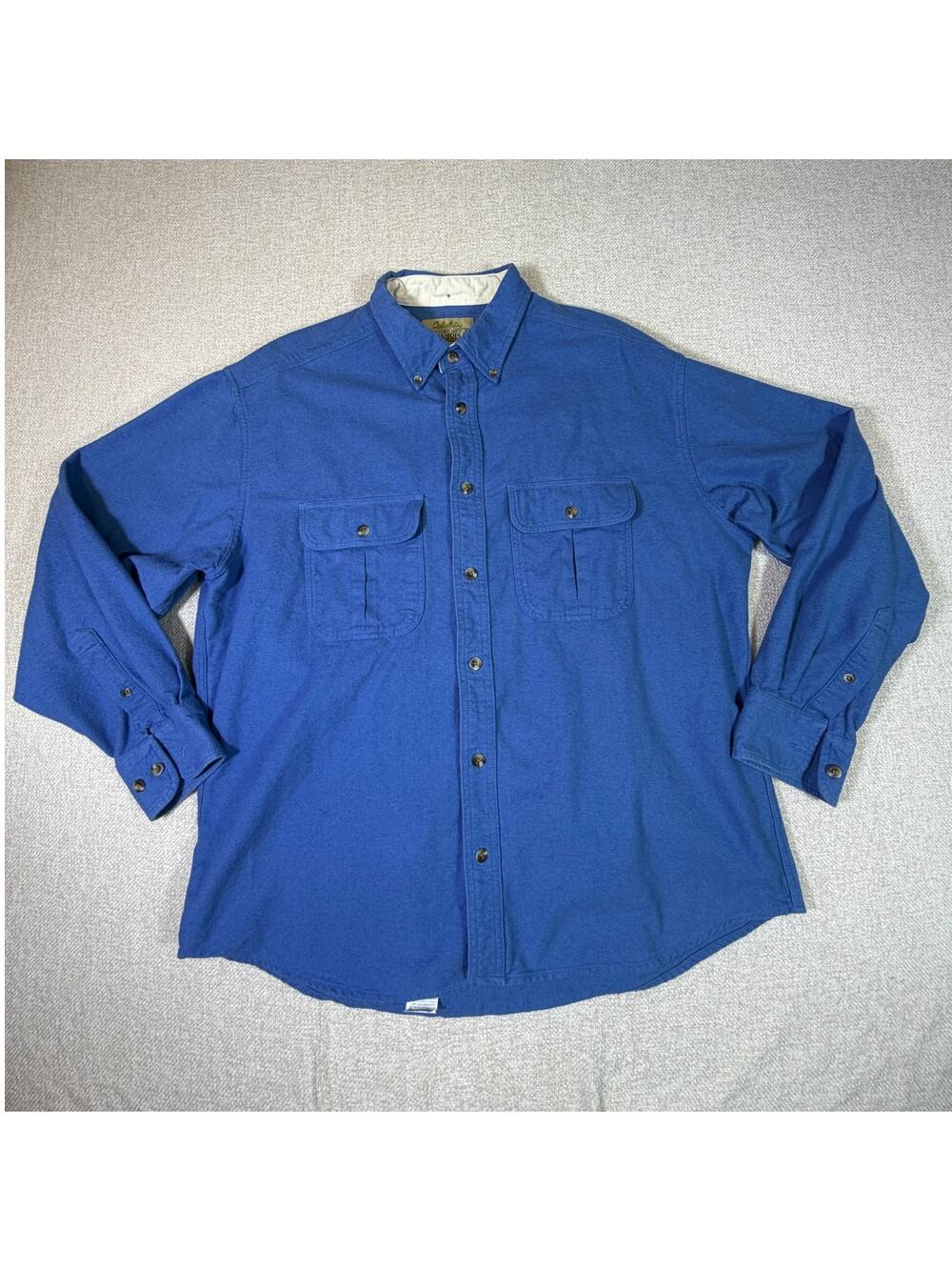 Cabela's Chamois Men L Blue Button Front Long Sleeve Soft Work Casual Shirt